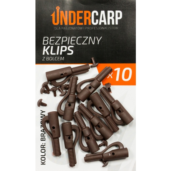UnderCarp Bezpieczny klips brązowy z bolcem / 10 szt.