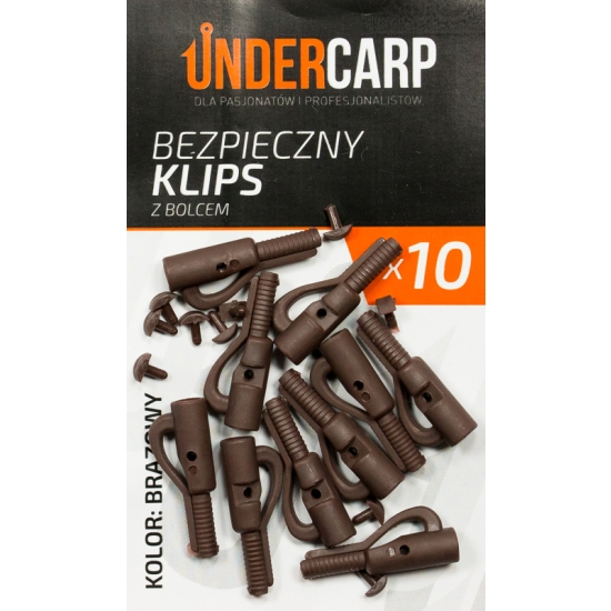 UnderCarp Bezpieczny klips brązowy z bolcem / 10 szt.