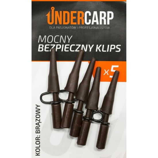 UnderCarp Mocny bezpieczny klips - brązowy  /  5 szt.